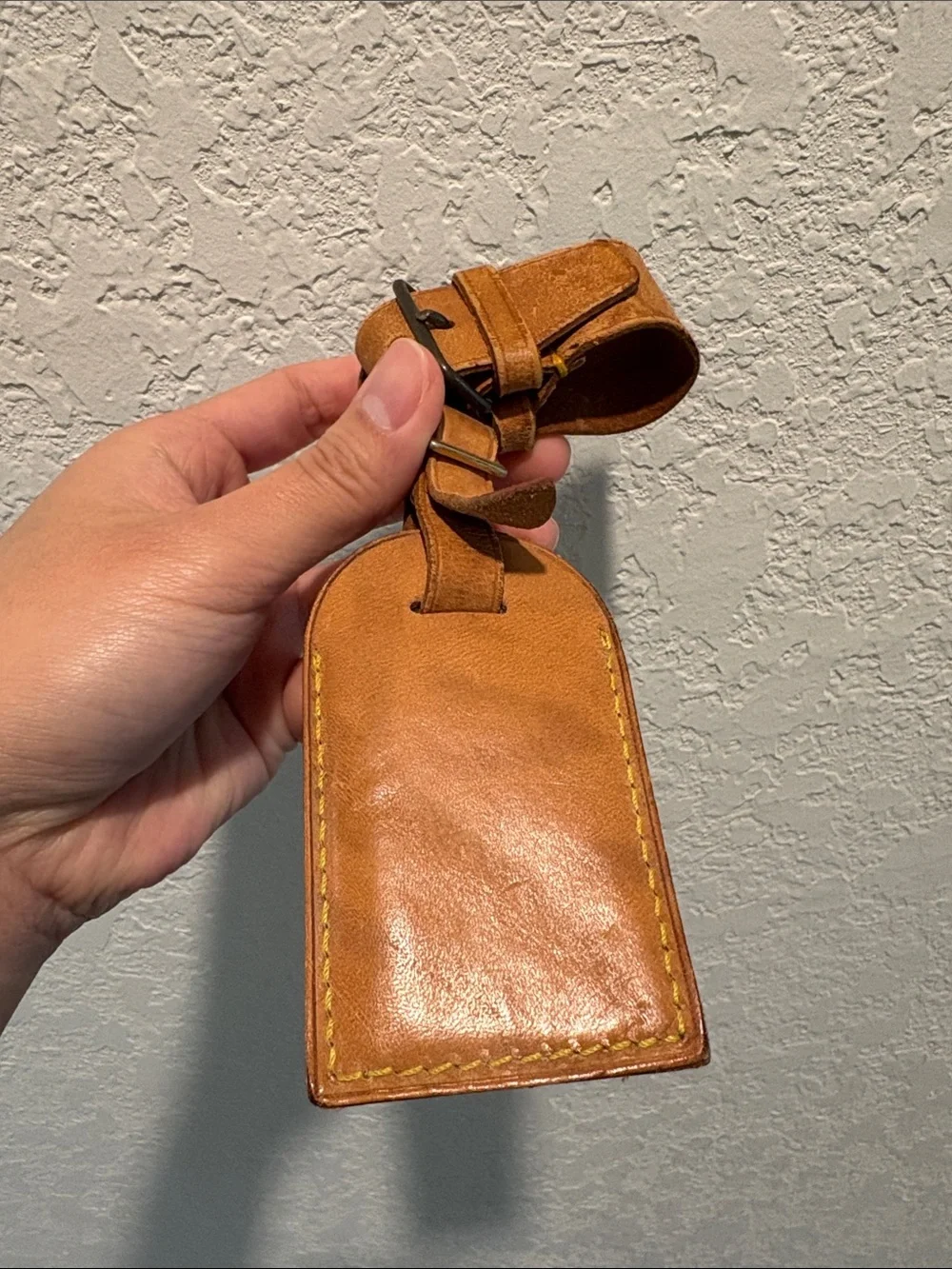 Louis Vuitton Tan Leather Luggage Tag with Strap